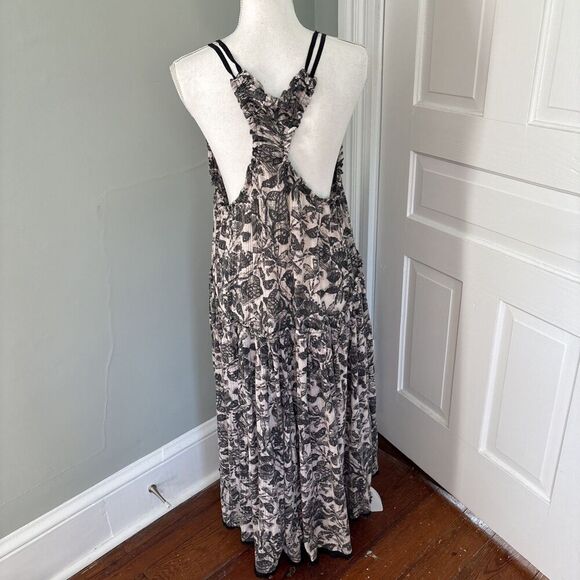 Free People Sleeveless Maxi Vest Duster Top black gray Black size XL Razorback - Picture 2 of 6